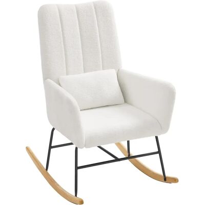 SONGMICS HOME Silla Mecedora, con Reposabrazos, Reclinable, Cubierta de Vellón, Marco de Acero, Patas de Madera de Caucho, Carga de 160 kg, para Dormitorio, Salón, Blanco Crema/Gris Pizarra SONGMICS HOME Silla Mecedora, con Reposabrazos, Reclinable, Cubierta de Vellón, Marco de Acero, Patas de Madera de Caucho, Carga de 160 kg, para Dormitorio, Salón, Blanco Crema/Gris Pizarra