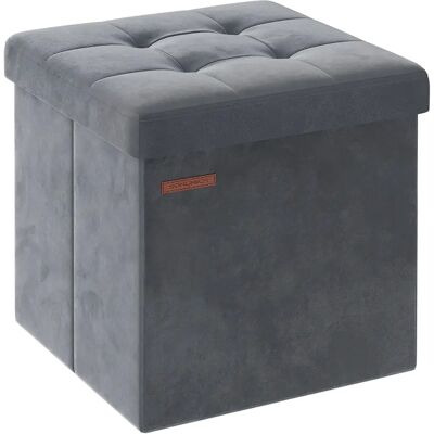 SONGMICS Puff Almacenaje, Banco de Almacenamiento de Terciopelo Plegable, Taburete Reposapiés, 38 x 38 x 38 cm, Carga de 300 kg, para Entrada, Sala de Estar, Dormitorio, Gris Pizarra/Blanco Crema/Gris SONGMICS Puff Almacenaje, Banco de Almacenamiento de Terciopelo Plegable, Taburete Reposapiés, 38 x 38 x 38 cm, Carga de 300 kg, para Entrada, Sala de Estar, Dormitorio, Gris Pizarra/Blanco Crema/Gris