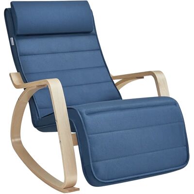 SONGMICS Silla Mecedora, con Apoyabrazos de Madera de Abedul, Silla Mecedora con Reposapiés Ajustable en 5 Posiciones, Máx. Carga de 150 kg, Dormitorio, Salón, Azul Medianoche y Natural/Gris Claro y SONGMICS Silla Mecedora, con Apoyabrazos de Madera de Abedul, Silla Mecedora con Reposapiés Ajustable en 5 Posiciones, Máx. Carga de 150 kg, Dormitorio, Salón, Azul Medianoche y Natural/Gris Claro y