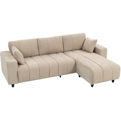 HOMCOM Sofá Chaise Longue Reversible de 3 Plazas 2 Almohadas Tapizado en Lino Marco de Acero 242x156x87 cm Beige HOMCOM Sofá Chaise Longue Reversible de 3 Plazas 2 Almohadas Tapizado en Lino Marco de Acero 242x156x87 cm Beige