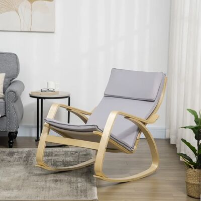 HOMCOM Silla Mecedora Tapizada en Tela con Cojín Desenfundable 67x97x84 cm Gris HOMCOM Silla Mecedora Tapizada en Tela con Cojín Desenfundable 67x97x84 cm Gris