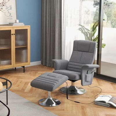 Other HOMCOM Sillón de masaje con reposapiés, sillón de relajación eléctrico con función reclinable de acero Other HOMCOM Sillón de masaje con reposapiés, sillón de relajación eléctrico con función reclinable de acero