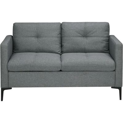 HOMCOM Sofá 2 plazas cm estilo contemporáneo con 4 cojines Revestimiento de acero negro tela gris oscuro línea gris HOMCOM Sofá 2 plazas cm estilo contemporáneo con 4 cojines Revestimiento de acero negro tela gris oscuro línea gris