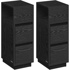 VASAGLE Juego de 2, Mesita de Noche Estrecha, Mesa Auxiliar con 2 Cajones y Compartimento Abierto, Encajable a la Izquierda o a la Derecha, Dormitorio, Salón, Negro Ébano/Beige Natural y Blanco VASAGLE Juego de 2, Mesita de Noche Estrecha, Mesa Auxiliar con 2 Cajones y Compartimento Abierto, Encajable a la Izquierda o a la Derecha, Dormitorio, Salón, Negro Ébano/Beige Natural y Blanco