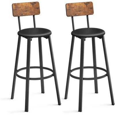 VASAGLE Taburetes de Bar, Juego de 2 Taburetes de Barra, Tapizados de PU, Taburete Alto con Reposapiés, Montaje Simple, Industrial, para Cocina, Comedor, Marrón Rústico y Negro Tinta/Negro Tinta y VASAGLE Taburetes de Bar, Juego de 2 Taburetes de Barra, Tapizados de PU, Taburete Alto con Reposapiés, Montaje Simple, Industrial, para Cocina, Comedor, Marrón Rústico y Negro Tinta/Negro Tinta y