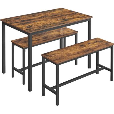 VASAGLE Conjunto de Mesa de Comedor y 2 Sillas, Juego de 3 Piezas, Mesa de 70 x 110 x 75 cm, 2 Taburetes de 30 x 97 x 50 cm Cada Uno, Marco de Acero, Negro Ceniza y Negro Tinta/Greige Brezo y Negro VASAGLE Conjunto de Mesa de Comedor y 2 Sillas, Juego de 3 Piezas, Mesa de 70 x 110 x 75 cm, 2 Taburetes de 30 x 97 x 50 cm Cada Uno, Marco de Acero, Negro Ceniza y Negro Tinta/Greige Brezo y Negro