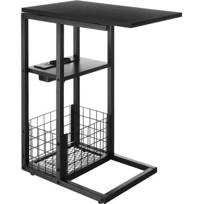 Tectake - Mesa auxiliar en forma de C para portátil RHEA, 50-73 x 30 x 61,5 cm, Con estación de carga, 2 estantes adicionales, Conexión USB y enchufe, Mesita de noche, Mesita auxiliar para salón o Tectake - Mesa auxiliar en forma de C para portátil RHEA, 50-73 x 30 x 61,5 cm, Con estación de carga, 2 estantes adicionales, Conexión USB y enchufe, Mesita de noche, Mesita auxiliar para salón o