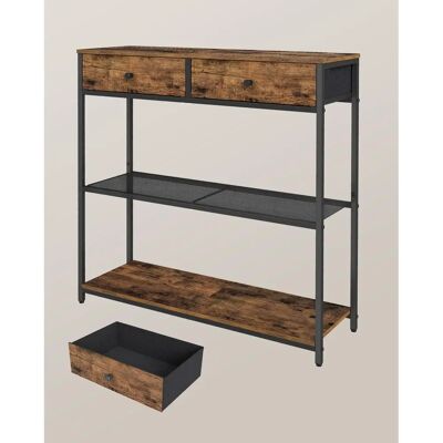 VASAGLE Mesa de Entrada Estrecha, con 2 Cajones de Tela, Mesa de Consola de 3 Niveles, 24 x 76 x 80 cm, para Entrada, Sala de Estar, Marrón Rústico y Negro Tinta/Blanco Mármol y Negro Tinta VASAGLE Mesa de Entrada Estrecha, con 2 Cajones de Tela, Mesa de Consola de 3 Niveles, 24 x 76 x 80 cm, para Entrada, Sala de Estar, Marrón Rústico y Negro Tinta/Blanco Mármol y Negro Tinta