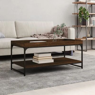 Ninguno Mesa de centro madera de ingeniería marrón roble 100x49x45 cm Ninguno Mesa de centro madera de ingeniería marrón roble 100x49x45 cm