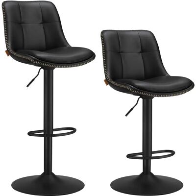 VASAGLE Juego de 2 Taburetes de Bar, Sillas Altas Giratorias Regulables en Altura, Acolchado PU, Sillas de Cocina con Respaldo y Reposapiés, Comedor, Mostrador, Acero, Negro Tinta/Verde Bosque/Gris VASAGLE Juego de 2 Taburetes de Bar, Sillas Altas Giratorias Regulables en Altura, Acolchado PU, Sillas de Cocina con Respaldo y Reposapiés, Comedor, Mostrador, Acero, Negro Tinta/Verde Bosque/Gris