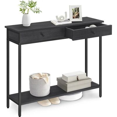VASAGLE Mesa de Consola, Mesa de Entrada, Mesa de Sofá con 2 Cajones, Marco de Acero, Estable, para Pasillo, Dormitorio, Salón, Estilo Industrial, Gris Carbón y Negro Tinta/Marrón Camello y Negro VASAGLE Mesa de Consola, Mesa de Entrada, Mesa de Sofá con 2 Cajones, Marco de Acero, Estable, para Pasillo, Dormitorio, Salón, Estilo Industrial, Gris Carbón y Negro Tinta/Marrón Camello y Negro