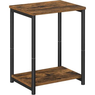 VASAGLE Mesa de Sofá, Mesa Auxiliar de 2 Niveles, Mesita de Noche con Marco de Acero, para Salón, Dormitorio, Estudio, Marrón Rústico y Negro Tinta VASAGLE Mesa de Sofá, Mesa Auxiliar de 2 Niveles, Mesita de Noche con Marco de Acero, para Salón, Dormitorio, Estudio, Marrón Rústico y Negro Tinta