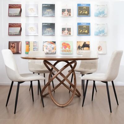 Ninguno Silla de comedor con Rher de metal, funda de tela, asiento suave, juego de 4 - Diseño moderno para comedor, sala de estar y oficina Ninguno Silla de comedor con Rher de metal, funda de tela, asiento suave, juego de 4 - Diseño moderno para comedor, sala de estar y oficina