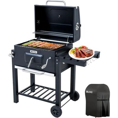 Ninguno Parrilla de carbón BELONID, superficie de parrilla: 56 × 42,5 cm, bañera de carbón de altura ajustable, mesa auxiliar plegable Ninguno Parrilla de carbón BELONID, superficie de parrilla: 56 × 42,5 cm, bañera de carbón de altura ajustable, mesa auxiliar plegable
