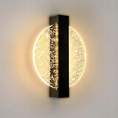DELIPOP Aplique de pared LED moderno con hoja plateada, redondo negro, acrílico, luz cálida 3500K, para dormitorio y sala de estar DELIPOP Aplique de pared LED moderno con hoja plateada, redondo negro, acrílico, luz cálida 3500K, para dormitorio y sala de estar