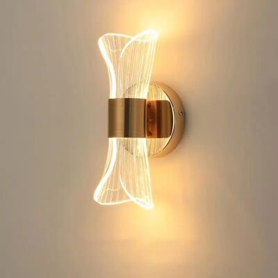 DELIPOP Aplique de pared acrílico dorado, lámpara de pared LED de 12W con 3 opciones de temperatura de color (3000K/4000K/6500K), perfecto para pasillo DELIPOP Aplique de pared acrílico dorado, lámpara de pared LED de 12W con 3 opciones de temperatura de color (3000K/4000K/6500K), perfecto para pasillo