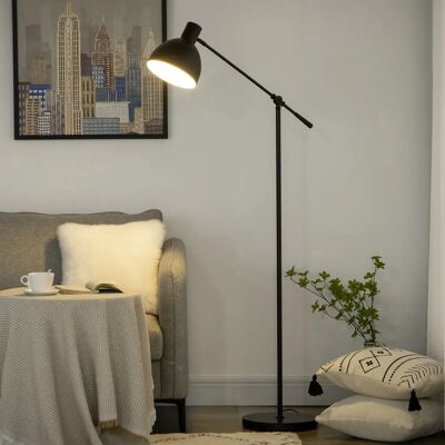 Lámpara de pie ajustable HOMCOM con brazo oscilante - Sala de estar Lámpara de pie ajustable HOMCOM con brazo oscilante - Sala de estar