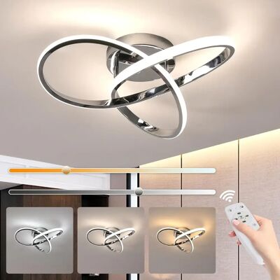 DELIPOP Luz de techo LED regulable, lámpara de techo para dormitorio con control remoto 3000K-6500K, iluminación de techo LED plateada moderna de 36W adecuada DELIPOP Luz de techo LED regulable, lámpara de techo para dormitorio con control remoto 3000K-6500K, iluminación de techo LED plateada moderna de 36W adecuada