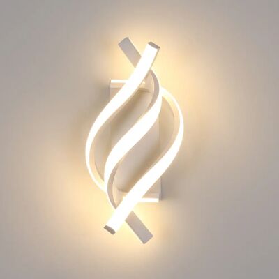 Riserva Aplique de pared LED de 22W, lámpara de pared blanca moderna con 3 barras de lámpara en espiral, luz blanca cálida de 3000K, aplique de pared interior para dormitorio Riserva Aplique de pared LED de 22W, lámpara de pared blanca moderna con 3 barras de lámpara en espiral, luz blanca cálida de 3000K, aplique de pared interior para dormitorio