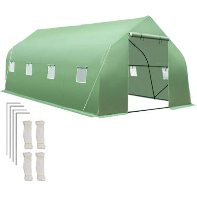 Tectake - Invernadero de plástico con 8 ventanas 600 x 300 x 205 cm Estructura robusta de metal con revestimiento de polvo 8 ventanas laterales con mosquitera Altura perfecta para el cultivo Tectake - Invernadero de plástico con 8 ventanas 600 x 300 x 205 cm Estructura robusta de metal con revestimiento de polvo 8 ventanas laterales con mosquitera Altura perfecta para el cultivo