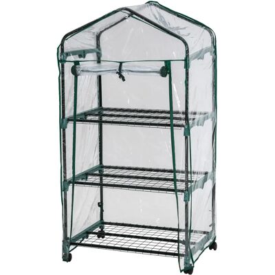 Tectake - Invernadero con 3 estantes 69 x 49 x 125 cm Protege las plantas del frío, la lluvia y la escarcha Entrada: 51 x 104 cm enrollable y con cierre Con ruedas para moverlo fácilmente Tectake - Invernadero con 3 estantes 69 x 49 x 125 cm Protege las plantas del frío, la lluvia y la escarcha Entrada: 51 x 104 cm enrollable y con cierre Con ruedas para moverlo fácilmente