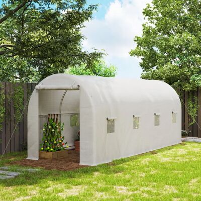 Outsunny Invernadero de Túnel 500x200x205 cm con Puerta Enrollable y 8 Ventanas Outsunny Invernadero de Túnel 500x200x205 cm con Puerta Enrollable y 8 Ventanas