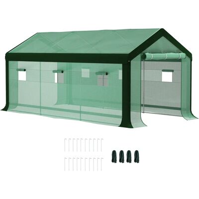 Outsunny Invernadero de Exterior 6x3x2,8 m con 6 Ventanas Anti-UV Verde Outsunny Invernadero de Exterior 6x3x2,8 m con 6 Ventanas Anti-UV Verde