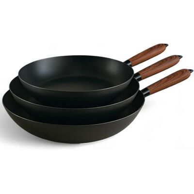 Happy Friends - Juego de Sartenes Cocina Llanas Acero de Carbono para Inducción Revestimiento Antiadherente Modelos a Elegir Ø20/24/26/28/30 CM Superficie Llana con Calentamiento Rápido y Happy Friends - Juego de Sartenes Cocina Llanas Acero de Carbono para Inducción Revestimiento Antiadherente Modelos a Elegir Ø20/24/26/28/30 CM Superficie Llana con Calentamiento Rápido y