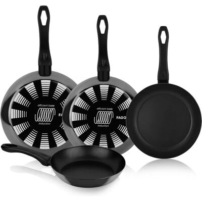 Ninguno Fagor Indutherm - Set de Sartenes Negras 20 + 24 + 26 + 28 cm, Acero Esmaltado, Antiadherente Bicapa, Para Todas las Cocinas, Lavavajillas, Inducción Ninguno Fagor Indutherm - Set de Sartenes Negras 20 + 24 + 26 + 28 cm, Acero Esmaltado, Antiadherente Bicapa, Para Todas las Cocinas, Lavavajillas, Inducción