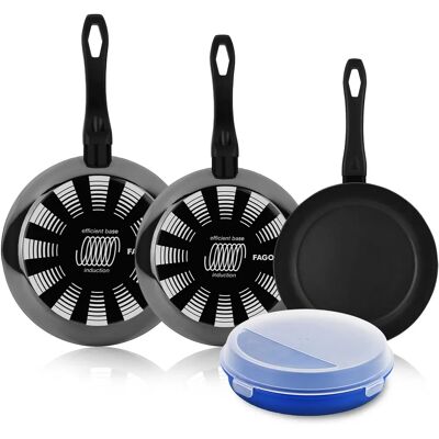 Fagor Indutherm - Set de Sartenes Negras, Acero Esmaltado, Antiadherente Doble Capa, Apto Para Todas las Cocinas y Lavavajillas, Inducción Fagor Indutherm - Set de Sartenes Negras, Acero Esmaltado, Antiadherente Doble Capa, Apto Para Todas las Cocinas y Lavavajillas, Inducción