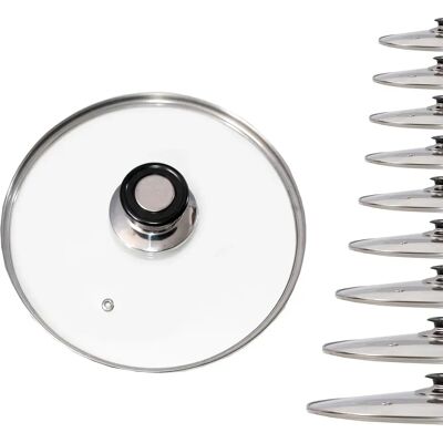 Ninguno C.A - Tapa de cristal universal para sartenes y ollas de diversas medidas - Tapa redonda de cristal con mango de plástico - Disponible en diámetros de 14 a 34cm Ø Ninguno C.A - Tapa de cristal universal para sartenes y ollas de diversas medidas - Tapa redonda de cristal con mango de plástico - Disponible en diámetros de 14 a 34cm Ø