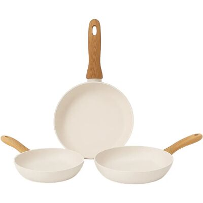 Ninguno SAN IGNACIO Set de 3 Sartenes antiadherentes en Aluminio prensado Ø16Ø20Ø24 cm ACACIA Ninguno SAN IGNACIO Set de 3 Sartenes antiadherentes en Aluminio prensado Ø16Ø20Ø24 cm ACACIA