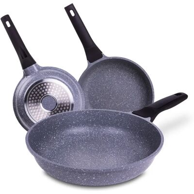 LA MOUSTACHE Juego de 3 Sartenes PIERRE de Aluminio Fundido para Todo Tipo de Cocinas (20, 24 y 28 cm) LA MOUSTACHE Juego de 3 Sartenes PIERRE de Aluminio Fundido para Todo Tipo de Cocinas (20, 24 y 28 cm)