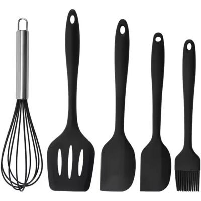 Ninguno LUTODY - Juego kit de espátulas de silicona antiadherente y resistente al calor 5 piezas para cocinar en olla, sartén y batir alimentos Ninguno LUTODY - Juego kit de espátulas de silicona antiadherente y resistente al calor 5 piezas para cocinar en olla, sartén y batir alimentos