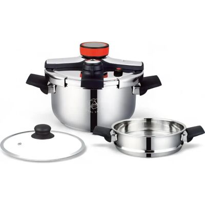 Ninguno Olla a Presión Royal Swiss automática de Acero Inoxidable para Inducción y Gas Incluye Cesta Vaporera y Tapa de Cristal Segura y de Bajo Consumo Ninguno Olla a Presión Royal Swiss automática de Acero Inoxidable para Inducción y Gas Incluye Cesta Vaporera y Tapa de Cristal Segura y de Bajo Consumo