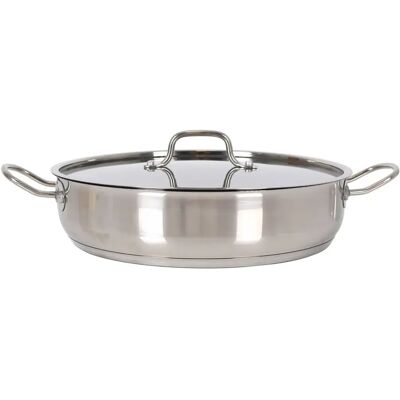 Quttin - Cacerola Baja con Tapa de Acero - Apta Inducción, 30cm/5.3L, Colección Hotel - Alta Durabilidad y Resistencia - Compatible con Todo Tipo de Cocinas Quttin - Cacerola Baja con Tapa de Acero - Apta Inducción, 30cm/5.3L, Colección Hotel - Alta Durabilidad y Resistencia - Compatible con Todo Tipo de Cocinas