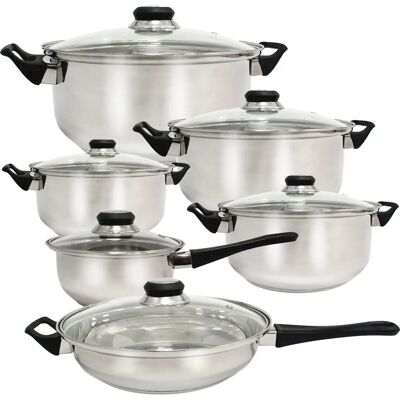 Ninguno Quttin - Batería de cocina Genova - 12 piezas de acero para inducción, duradera y resistente Ninguno Quttin - Batería de cocina Genova - 12 piezas de acero para inducción, duradera y resistente