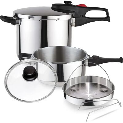 Ninguno Magefesa Practika Plus - Set Ollas Express Rápidas 4 + 6L + Cestillo, Acero Inoxidable 18/10, Sensor de Presión, Inducción, Ahorro Energético Ninguno Magefesa Practika Plus - Set Ollas Express Rápidas 4 + 6L + Cestillo, Acero Inoxidable 18/10, Sensor de Presión, Inducción, Ahorro Energético