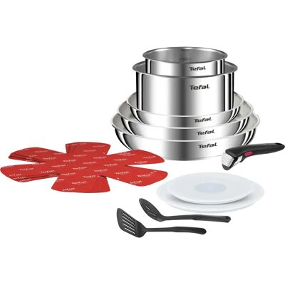 Tefal Ingenio Emotion, Set de sartenes y ollas de 13 Piezas, Acero Inoxidable, Apilable, 5 Años de Garantía, L896SD04 Tefal Ingenio Emotion, Set de sartenes y ollas de 13 Piezas, Acero Inoxidable, Apilable, 5 Años de Garantía, L896SD04