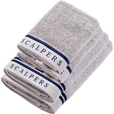 Ninguno Set de 4 toallas: 2 de invitados (50x30) y 2 de lavabo (100x50) 100% algodón, 550 GSM, gris con rayas Scalpers Home Ninguno Set de 4 toallas: 2 de invitados (50x30) y 2 de lavabo (100x50) 100% algodón, 550 GSM, gris con rayas Scalpers Home