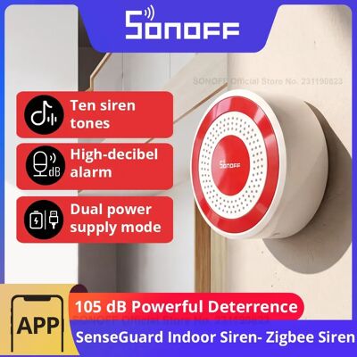 SONOFF SNZB-09P Zigbee SenseGuard Sirena Interior, Alarma Sonora de 105dB y Alertas de Luz Roja, Alimentación Dual USB y Batería de Respaldo SONOFF SNZB-09P Zigbee SenseGuard Sirena Interior, Alarma Sonora de 105dB y Alertas de Luz Roja, Alimentación Dual USB y Batería de Respaldo