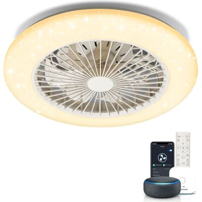 Aigostar- Ventilador Techo Alexa, Luz LED 40W, 4400LM, 2700K-6500K Regulable, Lampara Ventilador Techo Inteligente con Mando a Distancia y Gateway, Silencioso, 6 Velocidades, Diameter 50CM Aigostar- Ventilador Techo Alexa, Luz LED 40W, 4400LM, 2700K-6500K Regulable, Lampara Ventilador Techo Inteligente con Mando a Distancia y Gateway, Silencioso, 6 Velocidades, Diameter 50CM