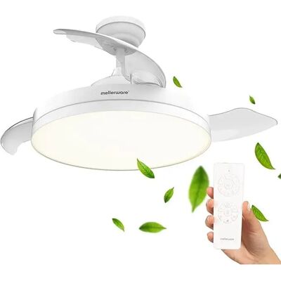 Mellerware - Ventilador de Techo Retráctil Brizy Foldable 40W 6 Velocidades 3 Aspas Motor DC Ultra silencioso Temporizador Función Verano Invierno Luz LED Mellerware - Ventilador de Techo Retráctil Brizy Foldable 40W 6 Velocidades 3 Aspas Motor DC Ultra silencioso Temporizador Función Verano Invierno Luz LED