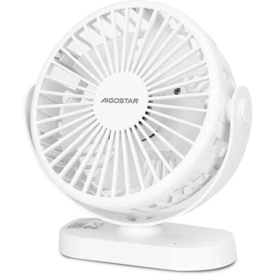 Aigostar Ventilador Silencioso Ventilador de Mesa 3 Velocidades, 5 Aspas, Con luz nocturna. Oscilación Multidireccional, Recargable por USB, para Dormitorio Salón Cocina Oficina Camper. Notus Aigostar Ventilador Silencioso Ventilador de Mesa 3 Velocidades, 5 Aspas, Con luz nocturna. Oscilación Multidireccional, Recargable por USB, para Dormitorio Salón Cocina Oficina Camper. Notus