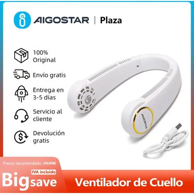 AIGOSTAR Ventilador de Cuello Portátil, 8 Pulgadas, 3 Aspas, 3 Velocidades, 2000mAh, Ajustable en Ángulo, Blanco AIGOSTAR Ventilador de Cuello Portátil, 8 Pulgadas, 3 Aspas, 3 Velocidades, 2000mAh, Ajustable en Ángulo, Blanco