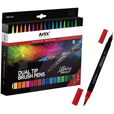 Ninguno Mainpaper ARTIX Rotuladores Lettering Brush Pens, 18 Colores Surtidos Ninguno Mainpaper ARTIX Rotuladores Lettering Brush Pens, 18 Colores Surtidos