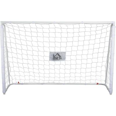 HOMCOM Portería de Fútbol con Soporte de Metal y Red 186x62x123 cm Blanco HOMCOM Portería de Fútbol con Soporte de Metal y Red 186x62x123 cm Blanco