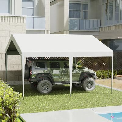 Outsunny Carpa Garaje para Coche 4x4m Gazebo de Jardín con Accesorios Blanco Outsunny Carpa Garaje para Coche 4x4m Gazebo de Jardín con Accesorios Blanco