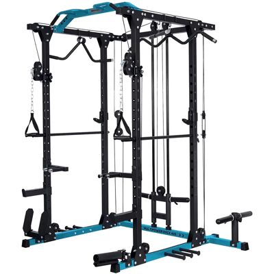 BEHUMAX - Multipower Rack 400 con poleas 2:1 landmine y barra olímpica para gimnasio en casa BEHUMAX - Multipower Rack 400 con poleas 2:1 landmine y barra olímpica para gimnasio en casa