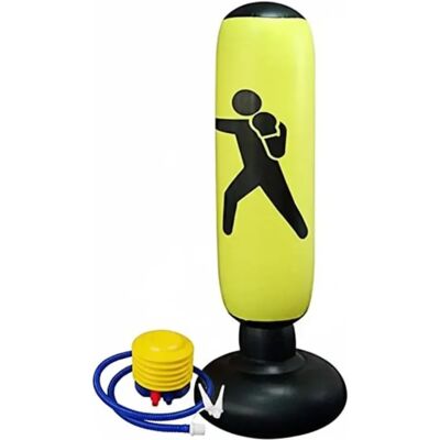 JOWY Saco de Boxeo Inflable. Saco de Boxeo de pie para Niños con hinchador Incluido. Base de Relleno con Agua o Arena, sujeción. 160cm Alto. (Amarillo) JOWY Saco de Boxeo Inflable. Saco de Boxeo de pie para Niños con hinchador Incluido. Base de Relleno con Agua o Arena, sujeción. 160cm Alto. (Amarillo)